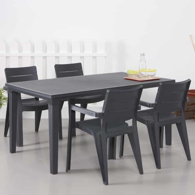 Keter Futura tafel (165x94cm) graphite met parasolopening - Afbeelding 9