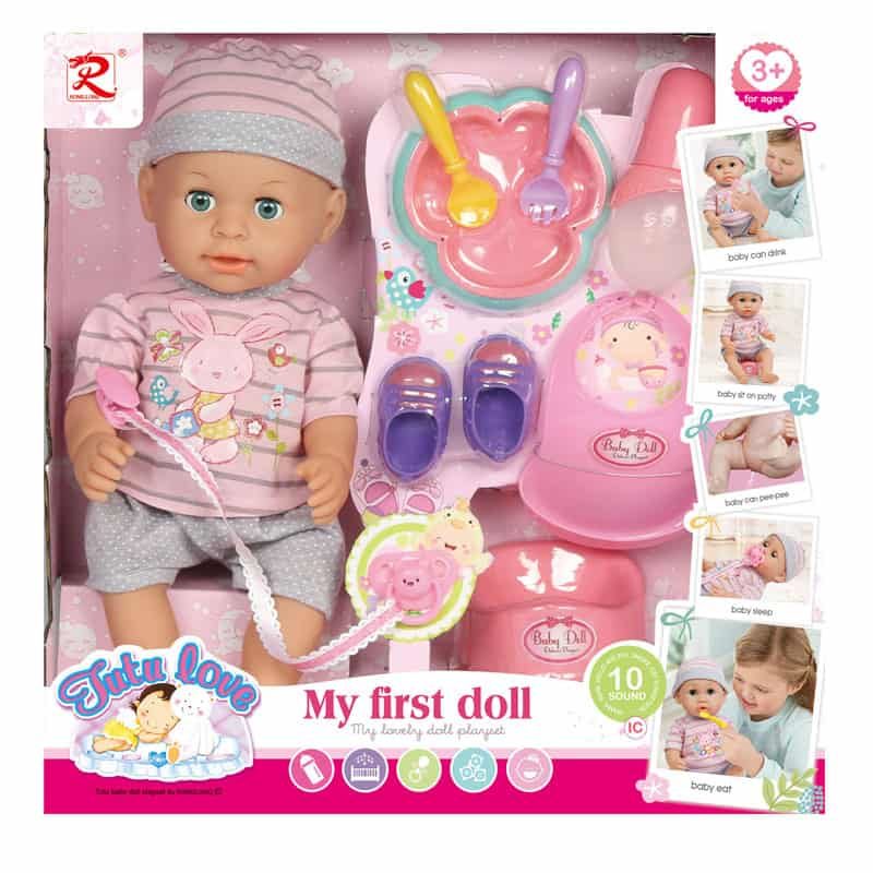 Babypop 35cm “Drinkt & plast”