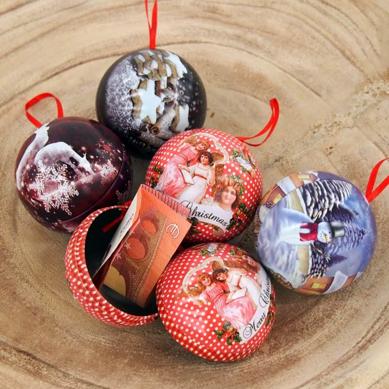 Surprise kerstballen 7cm - 5 stuks