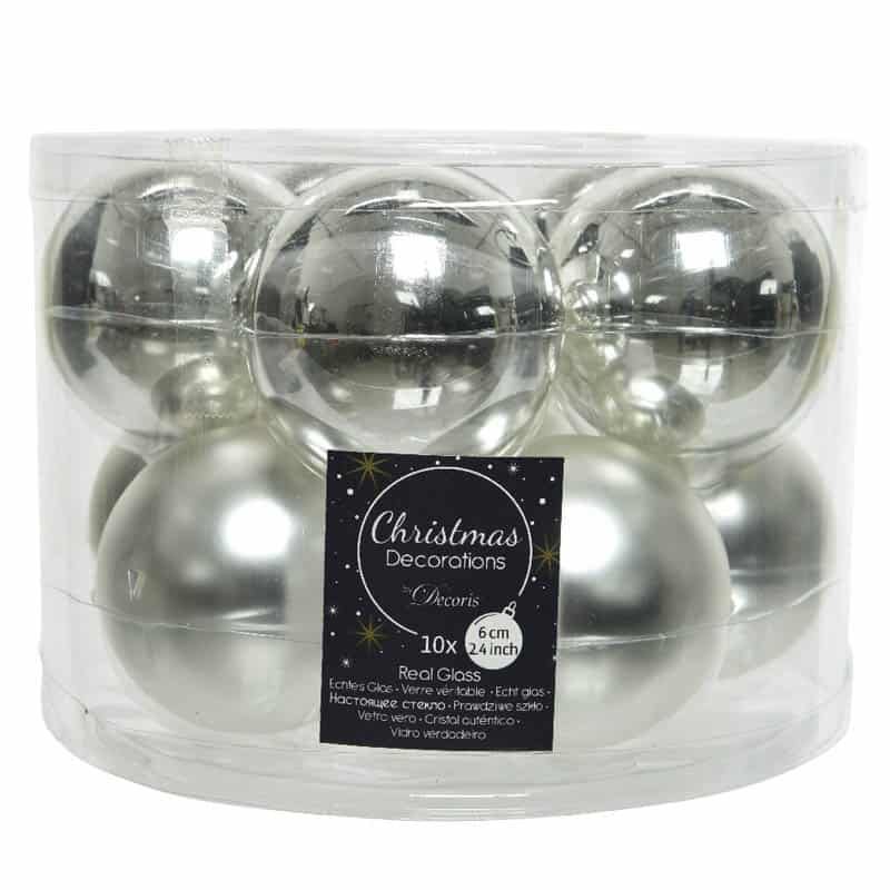 Kerstbal glas glans-mat 6cm - Afbeelding 4