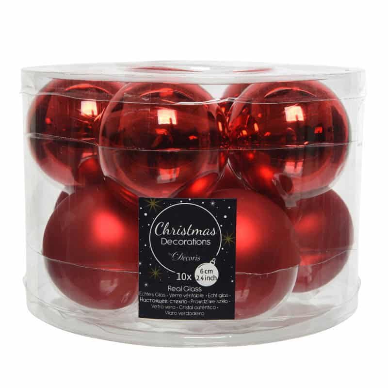 Kerstbal glas glans-mat 6cm - Afbeelding 2