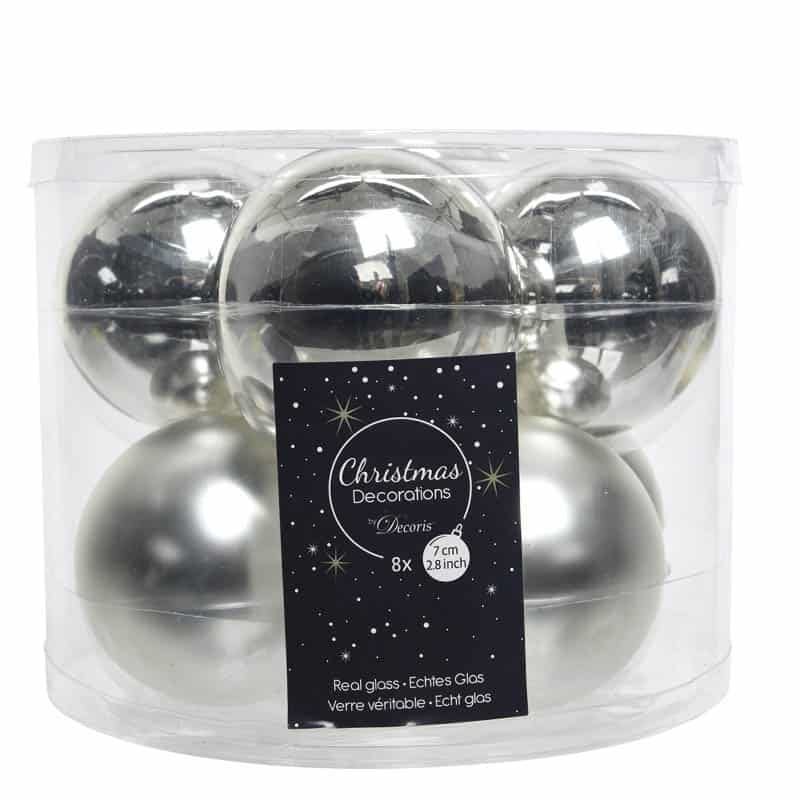 Kerstbal glas glans-mat 7cm - Afbeelding 4