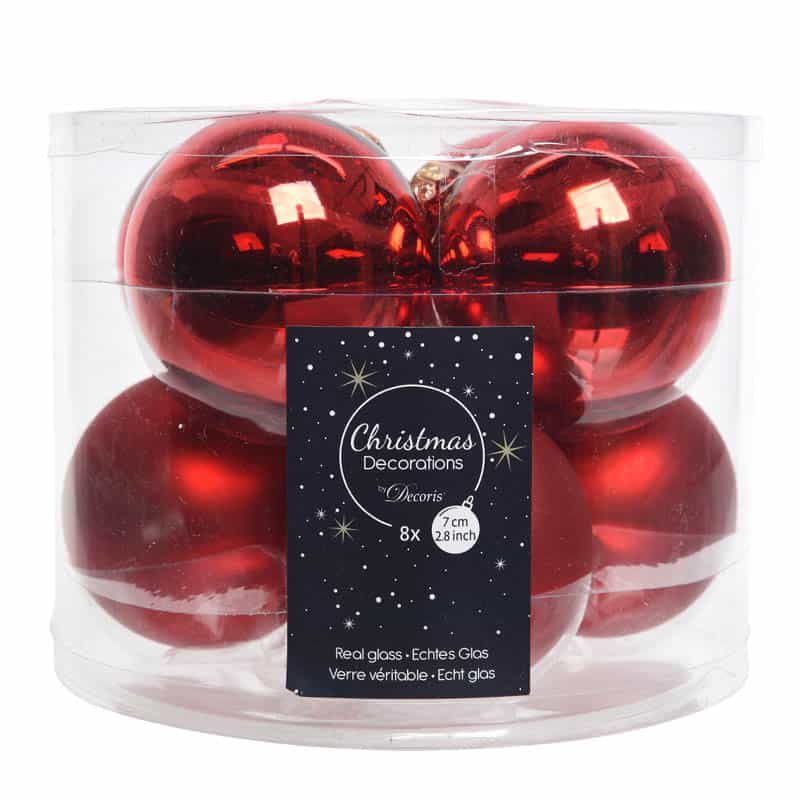 Kerstbal glas glans-mat 7cm - Afbeelding 3