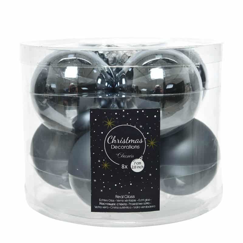 Kerstbal glas glans-mat 7cm - Afbeelding 2