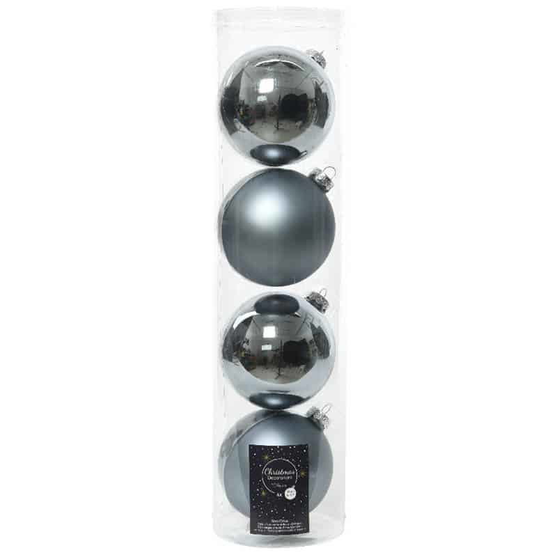Kerstbal glas glans-mat 10cm - Afbeelding 2
