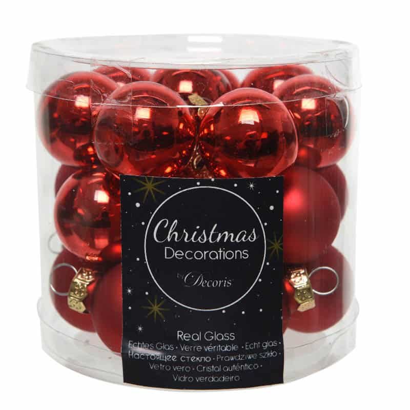 Kerstbal glas glans-mat 25mm