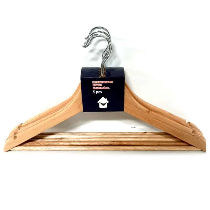 Set 5 houten kapstokken