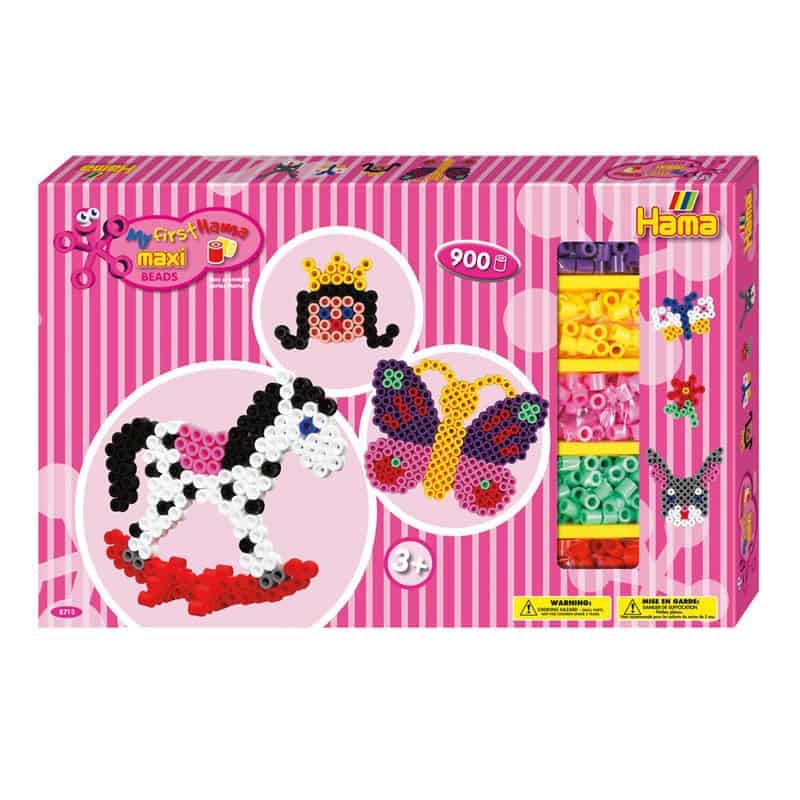 Hama Maxi parels geschenkdoos 900 st. + 2 pinborden vlinderhobbelpaard