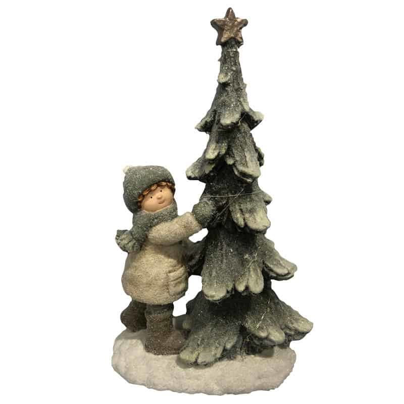 Jongen bij Kerstboom met LED