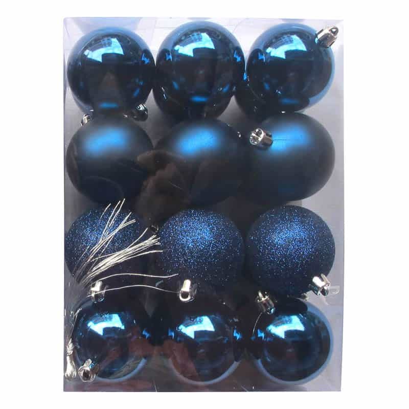Onbreekbare kerstballen (ø6cm) donker blauw - 24st