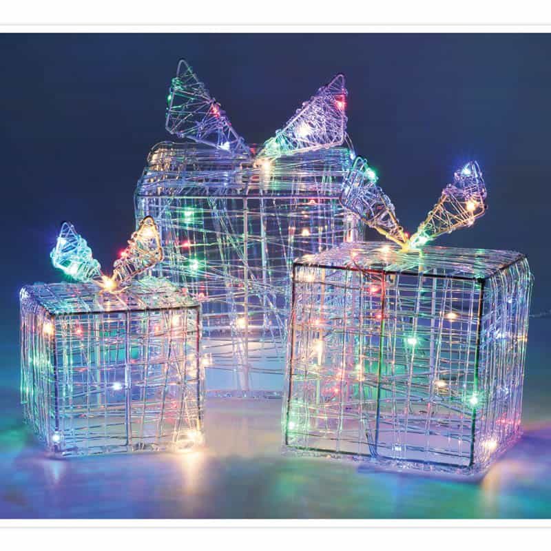 Cadeau dozen in 3 maten met LED multicolor