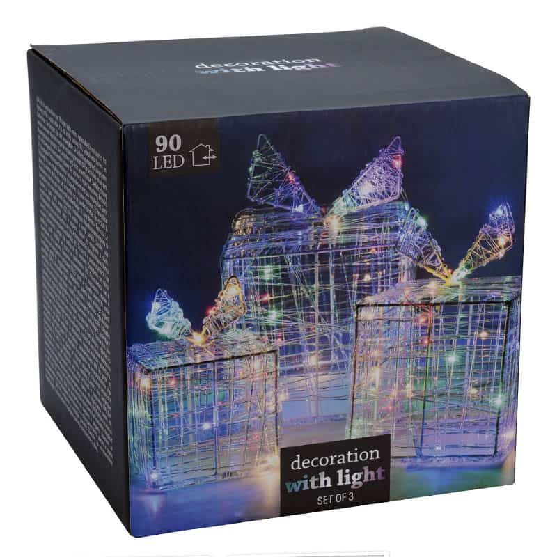 Cadeau dozen in 3 maten met LED multicolor - Afbeelding 2