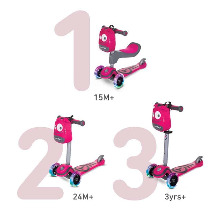 SmarTrike Scooter T1 3in1 - roze - Afbeelding 2