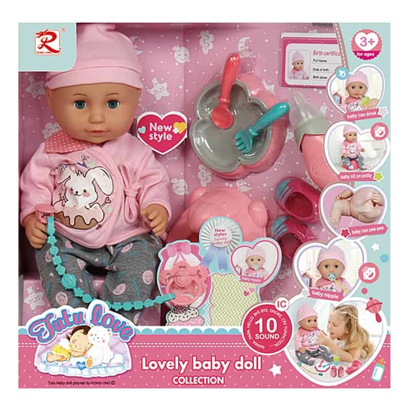 Babypop (35cm) "Drinkt & plast"
