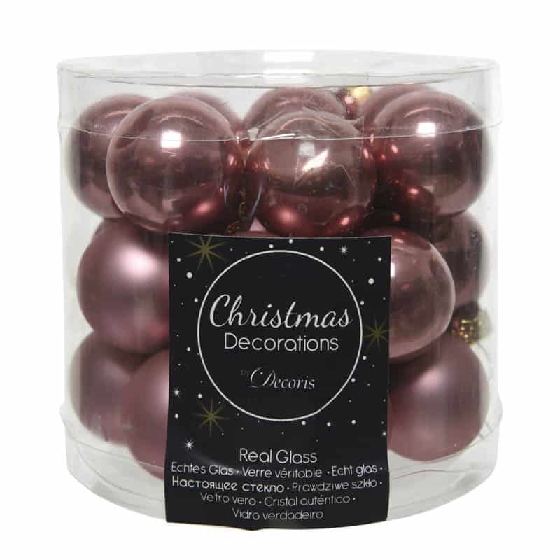 Kerstballen glas emaille-mat (ø25mm) veloursroze - 24st
