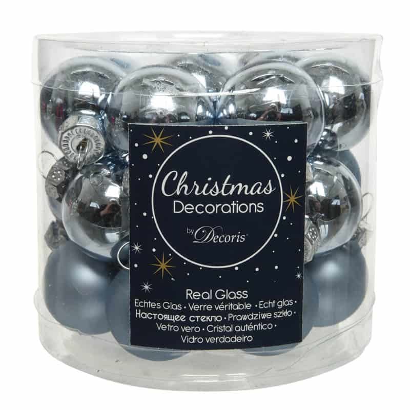 Kerstballen glas glans-mat winterlucht - 24st