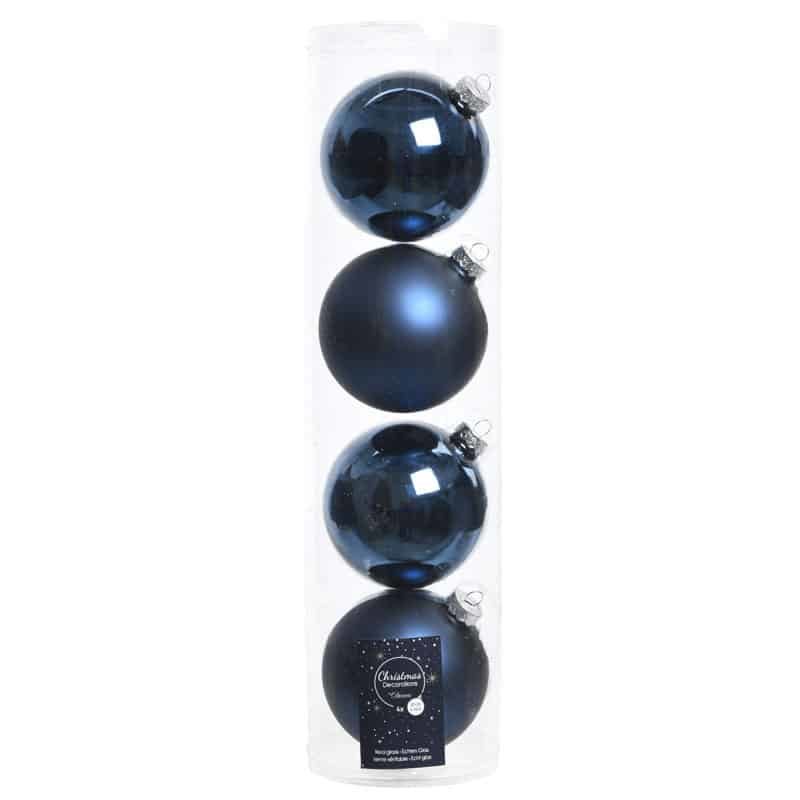 Kerstballen glas emaille-mat (ø10cm) nachtblauw - 4st