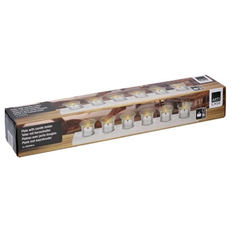 Arti Casa Plank met 6 kaarshouders in glas - Afbeelding 2