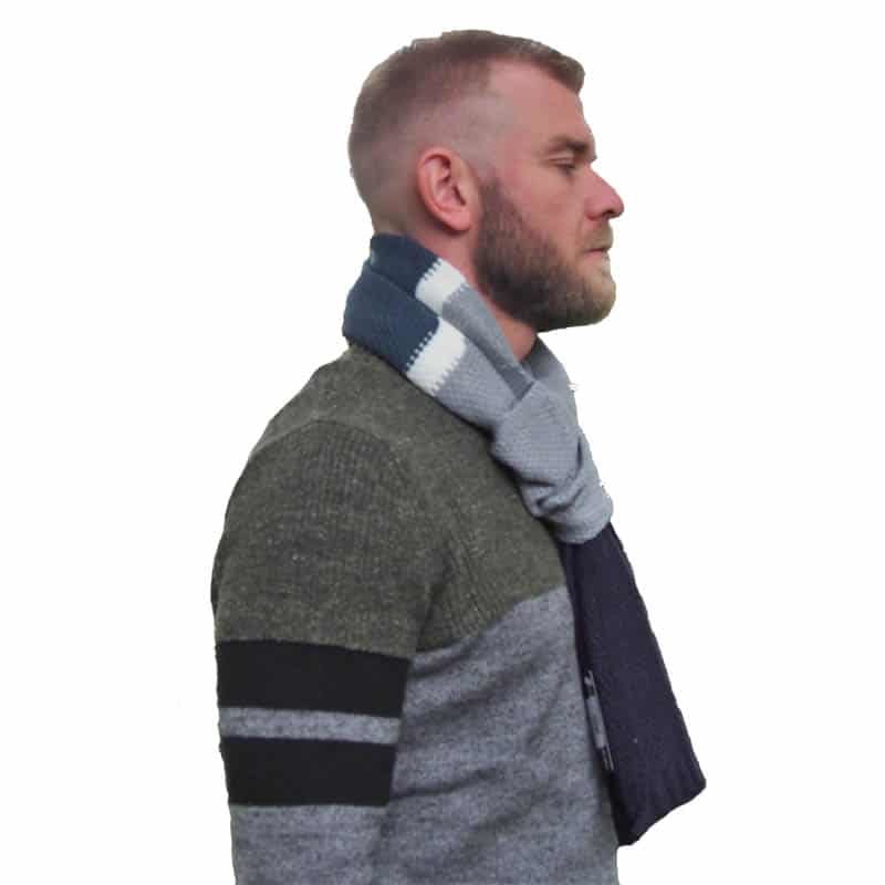 Sjaal mannen gebreid zwart/blauw