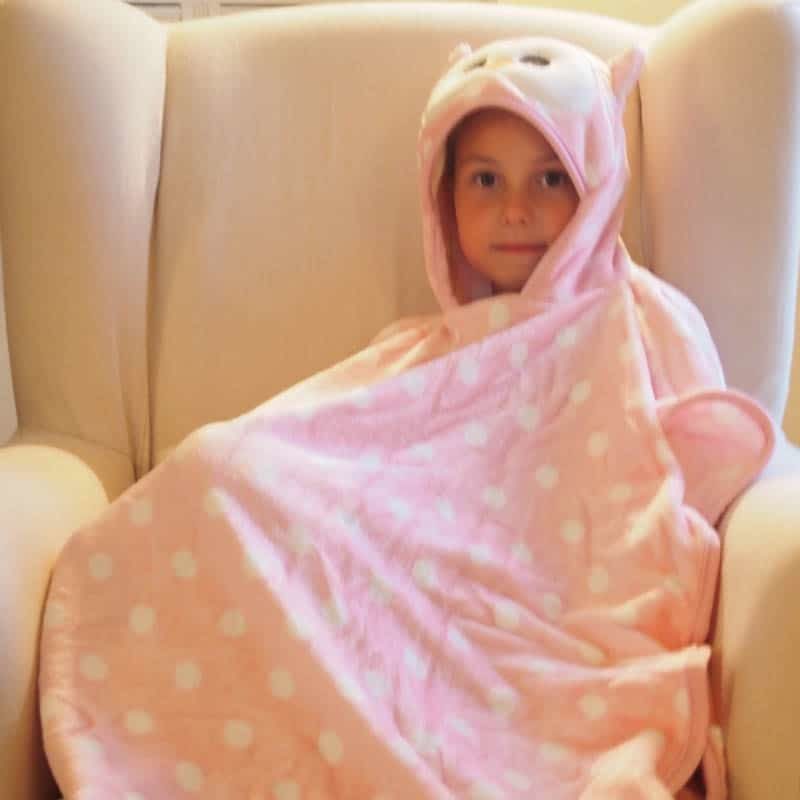 Poncho met kap Uil - roze - Afbeelding 3