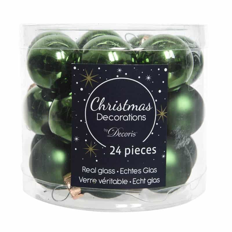 Kerstbal glas emaille-mat (ø25mm) Dennengroen - 24st