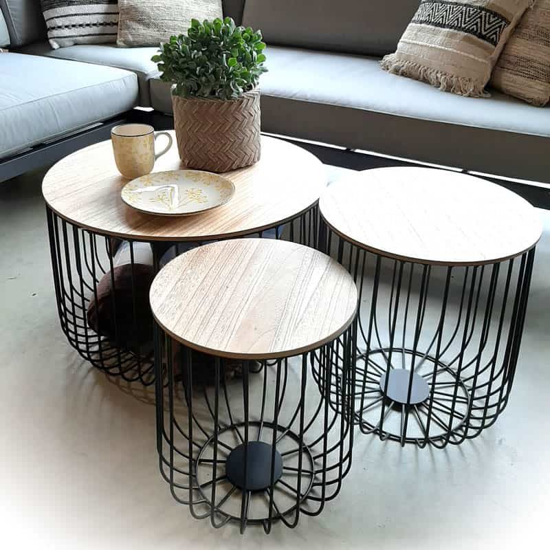 Bijzettafel 63xH37cm MDF / metaal - Afbeelding 2