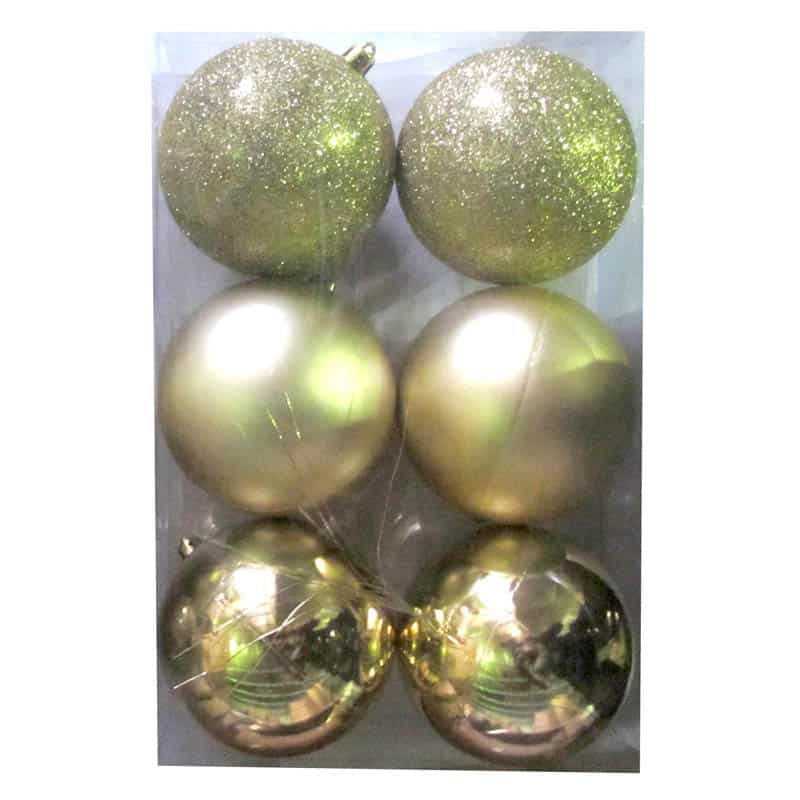 6 onbreekbare kerstballen (ø10cm) goud