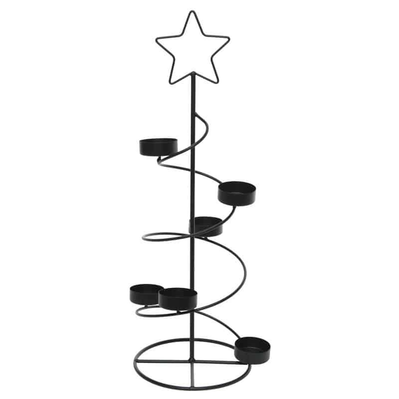 Theelicht ijzer spiraal (ø17x50cm) zwart