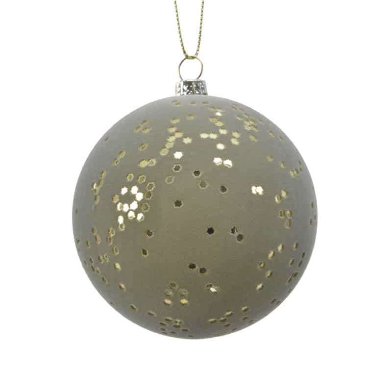 Kerstbal plastic gold dots (ø8cm) groen/goud
