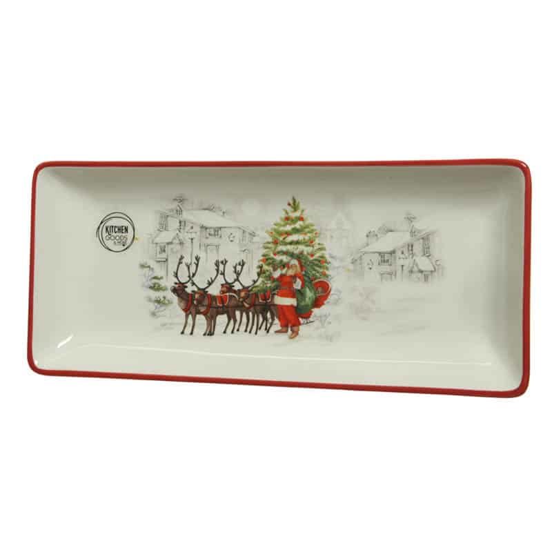 Schaal dolomiet Kerstman (ø28x12x3cm)