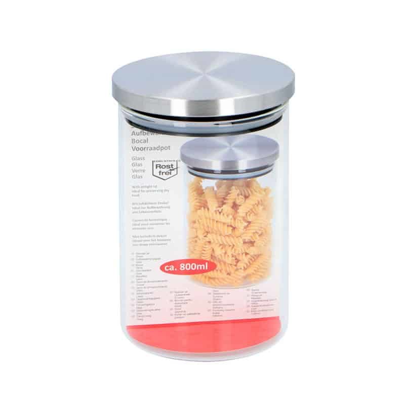 Voorraadpot (800ml) glas/roestvrij staal