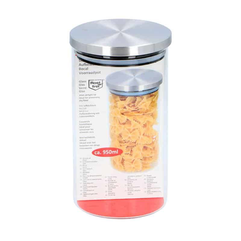 Voorraadpot (950ml) glas/roestvrij staal