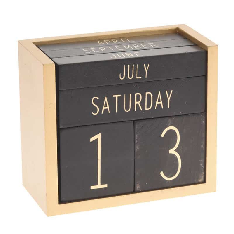 Deco Kalender (10cm) metaal zwart/goud