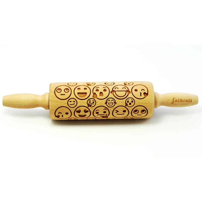 Folkroll deegrol (23cm) hout - Emoticons - Afbeelding 2