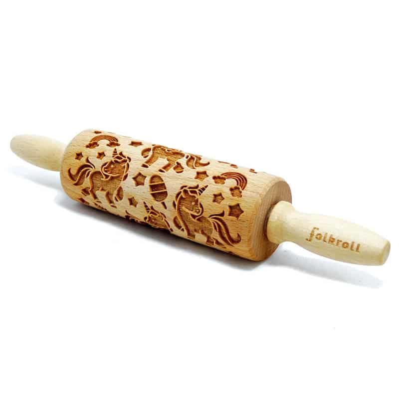 Folkroll deegrol (23cm) hout - Unicorns - Afbeelding 3