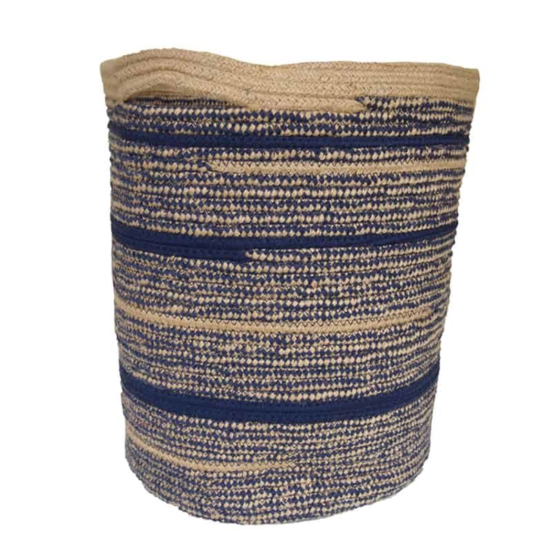 Mand stof (bruin/blauw) met handvat 36xH40cm