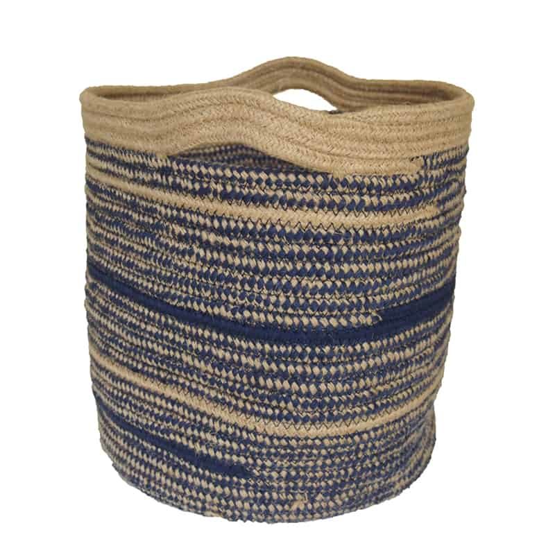Mand stof (bruin/blauw) met handvat 32xH30cm