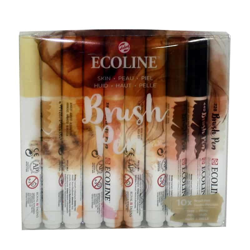 Talens Ecoline Brushpen - beige/bruin (skin) set (10st)