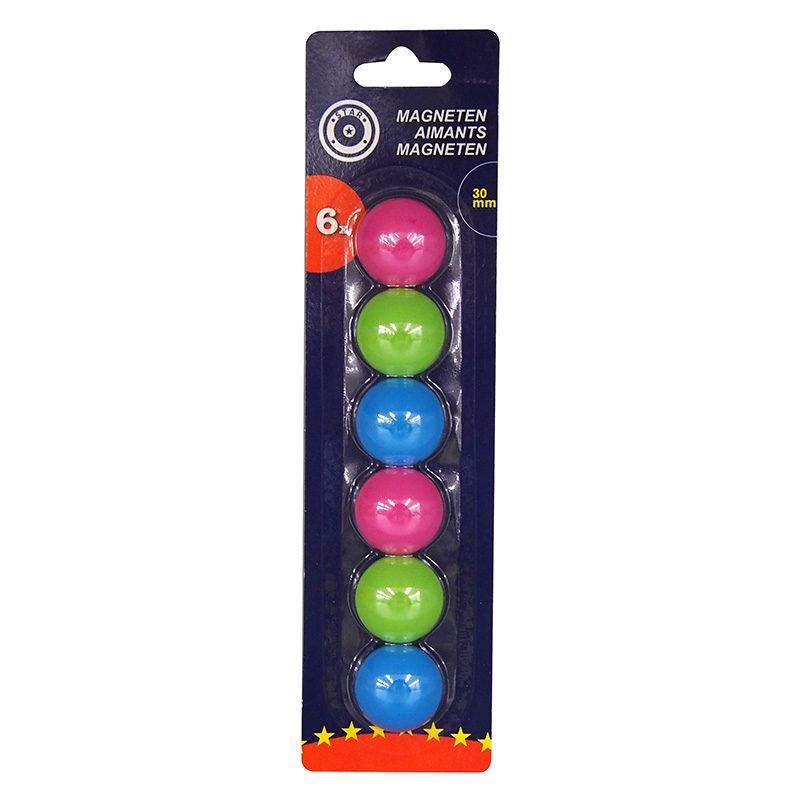 Magneten gekleurd (ø3cm) (6 stuks)