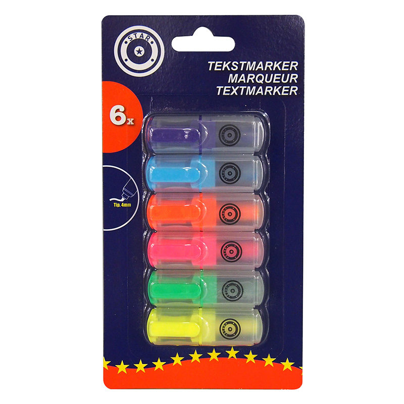 Mini tekstmarkers (6 stuks)