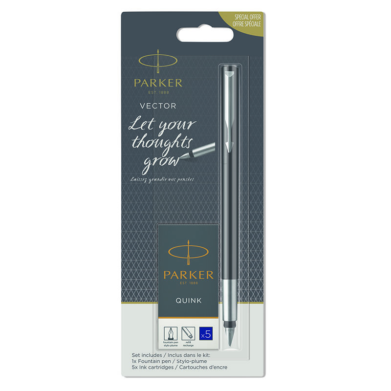 Parker Vector vulpen + blauwe inktpatronen