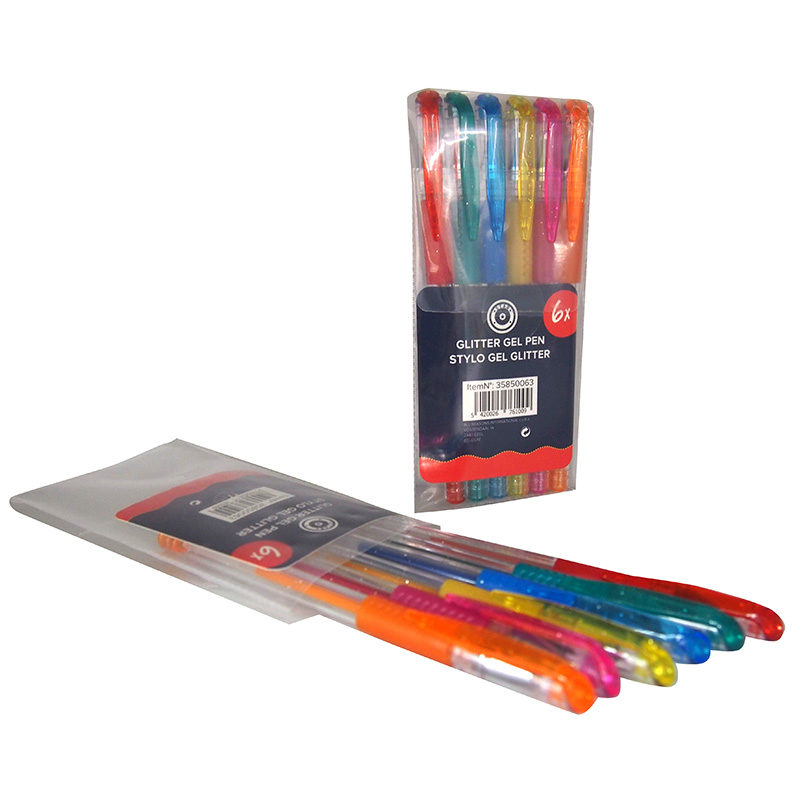 Glitter gelpennen (6 stuks)