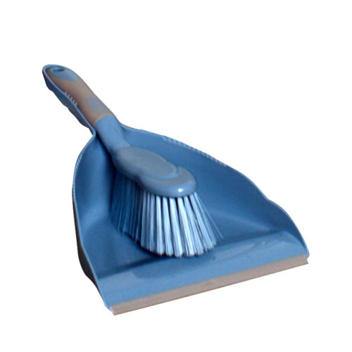 Blik & handborstel (blauw/grijs)