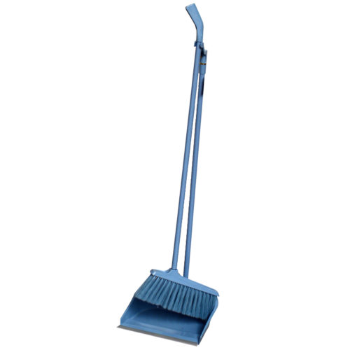 Vuilblik met steel +borstel 80cm (blauw/grijs)