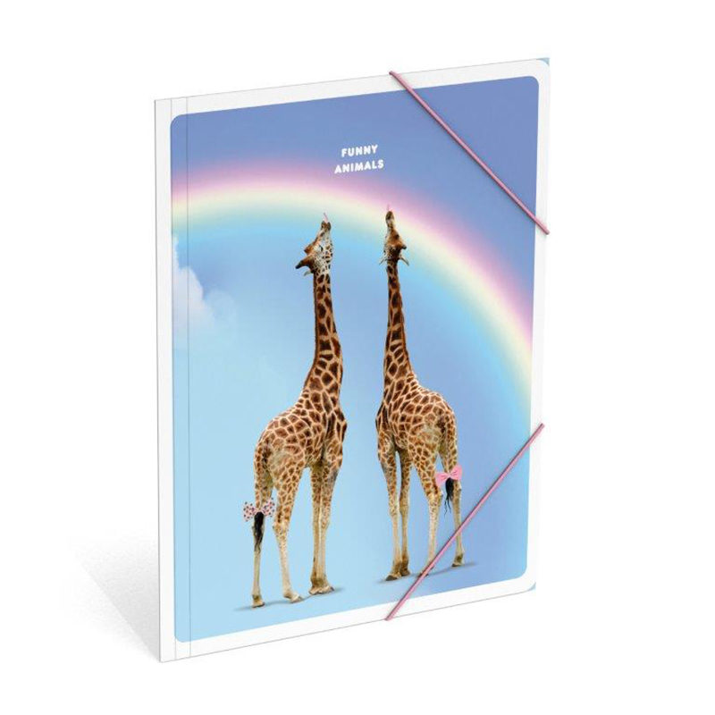 Funny Animals elastomap A4 giraffe blue