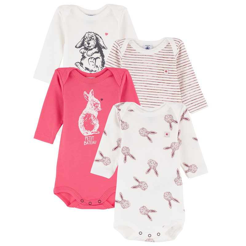 Petit Bateau Body's ML Nature meisjes (set van 4)