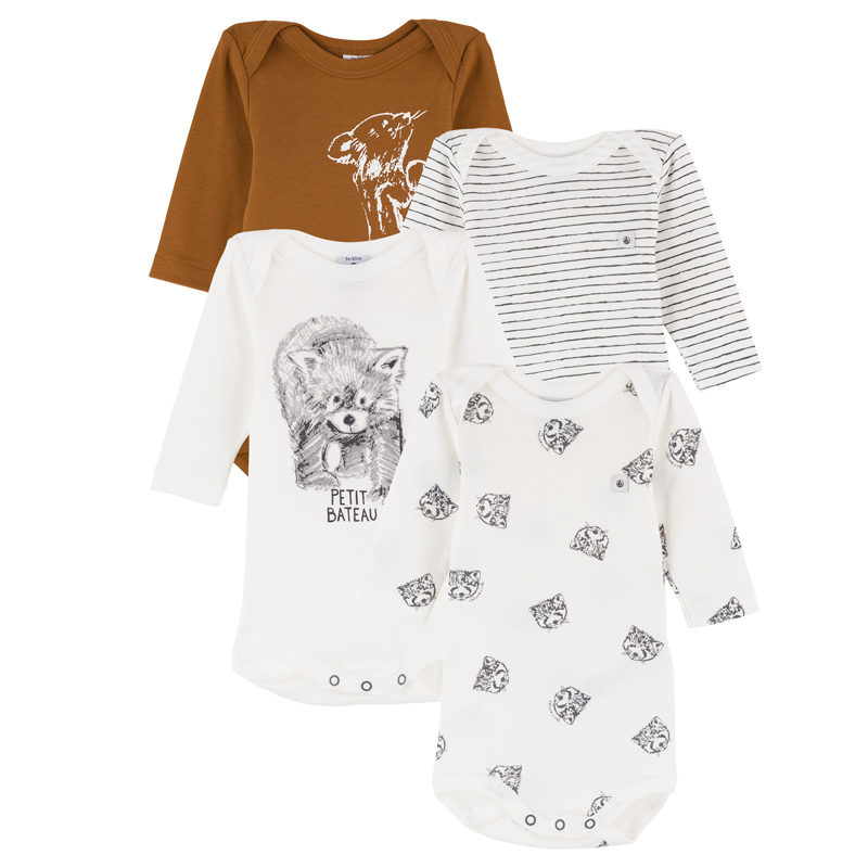 Petit Bateau Body's ML Nature jongens (set van 4)