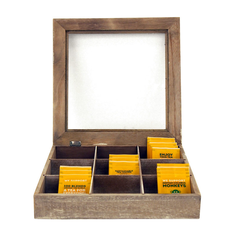 Thee-of koffiedoos (28x28xH5cm) naturel - Afbeelding 2