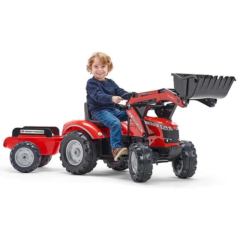 Falk Tractor met frontlader en aanhangwagen "Massey Ferguson" rood - Afbeelding 2