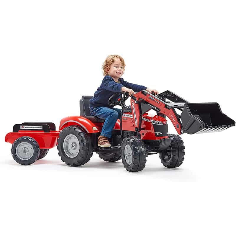 Falk Tractor met frontlader en aanhangwagen "Massey Ferguson" rood - Afbeelding 3